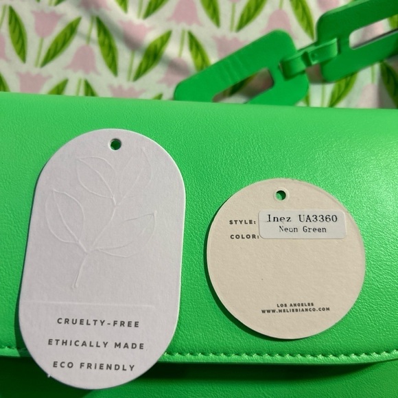 NWT Melie Bianco Neon Green Shoulder Bag with‎ Chunky Chain Strap | Y2K Baguette - Picture 11 of 12